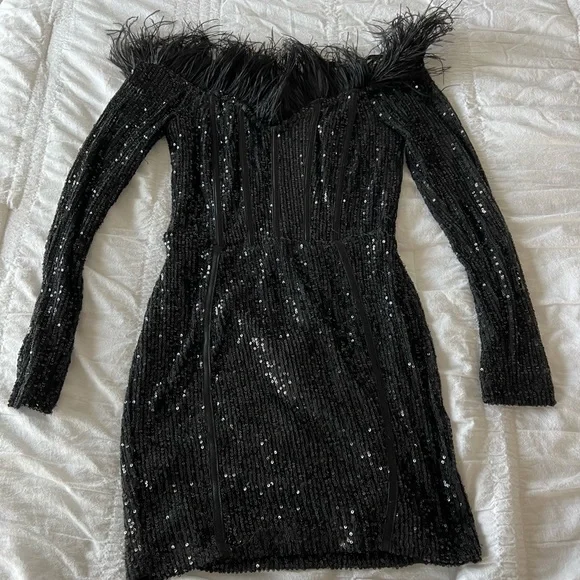 slim fit dress slacks Lady Black Tie - Shana Mini Dress - Glitter Halter Bow Back A-Line Party Dress main image 1